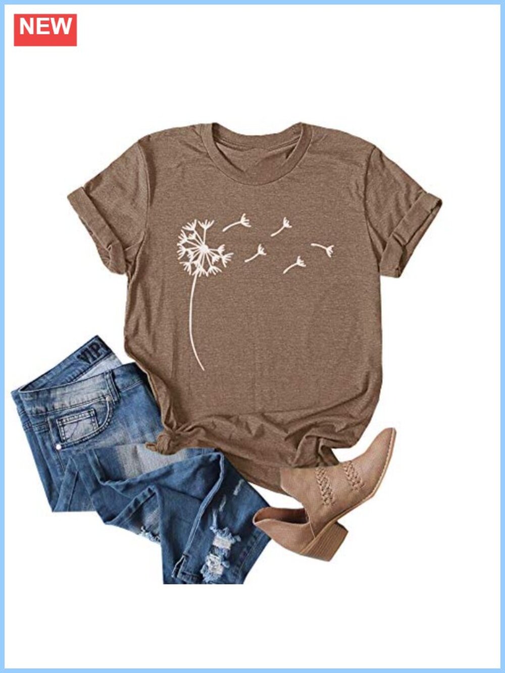Women's Dandelion Print Graphic T-Shirt Short Sleeve Summer Tee Casual Top